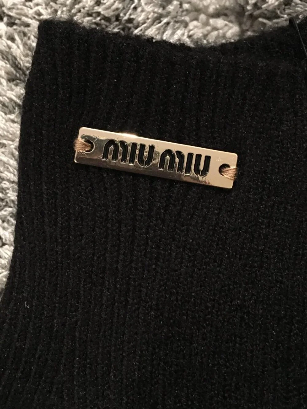 Miu Miu Black Knit Gloves